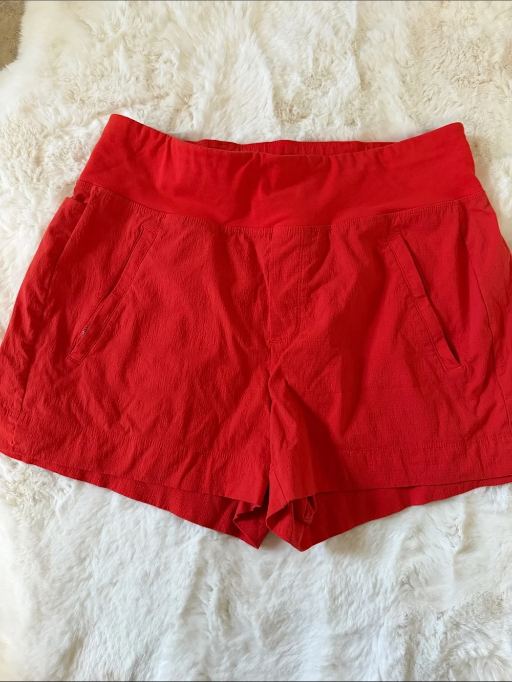 Athleta Bright Red High-Waist Pull-On Shorts